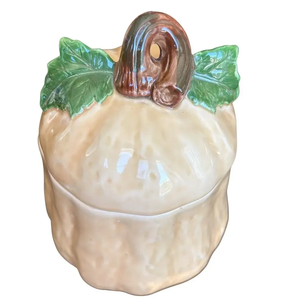 Vintage 1990 H&HD Ceramic Squash Pumpkin Cookie Jar Canister Fall Decor